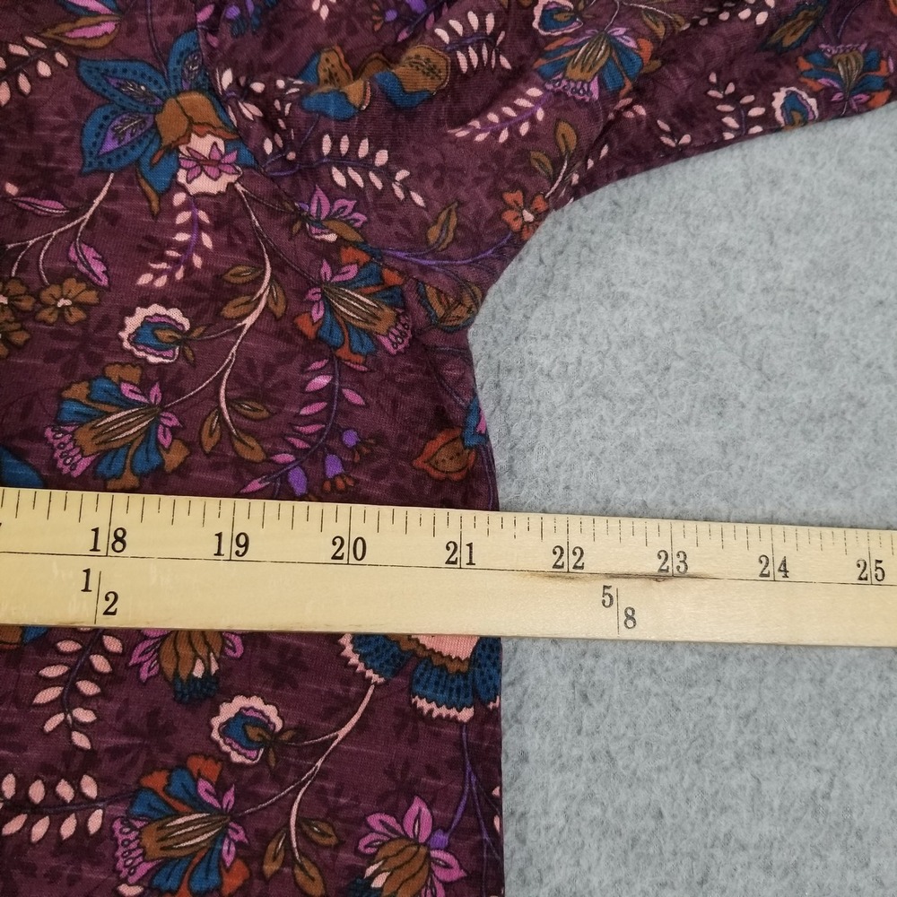 Vintage America Top Women L Large Purple Floral Boho Peasant Blouse Long Sleeve - Picture 7 of 12